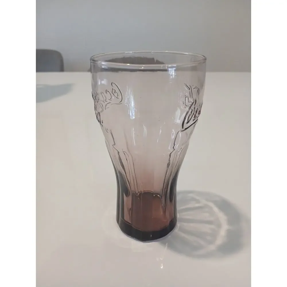 Coca Cola Coke Glass Purple Embossed 6 inch